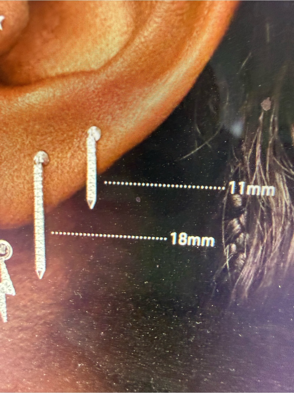 Maria Tash Gold Pavé Dagger Stud Earring 11mm yellow gold. ONE - Picture 2 of 4